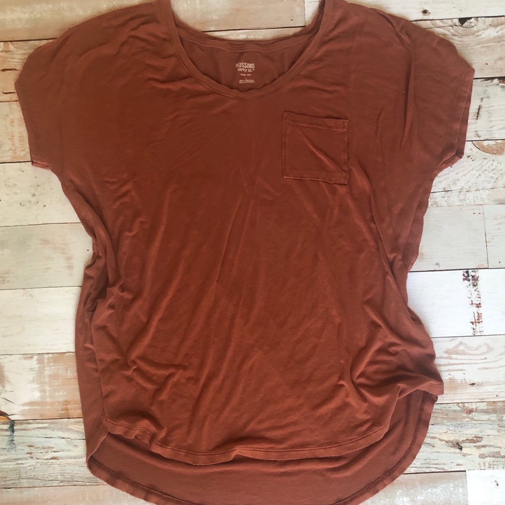 Rust Colored Slouchy Pocket Tee